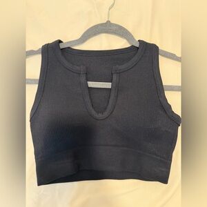 Navy Sleeveless Ribbed Top